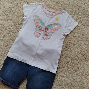 Children Place White Glitter Butterfly Small Graphic Top